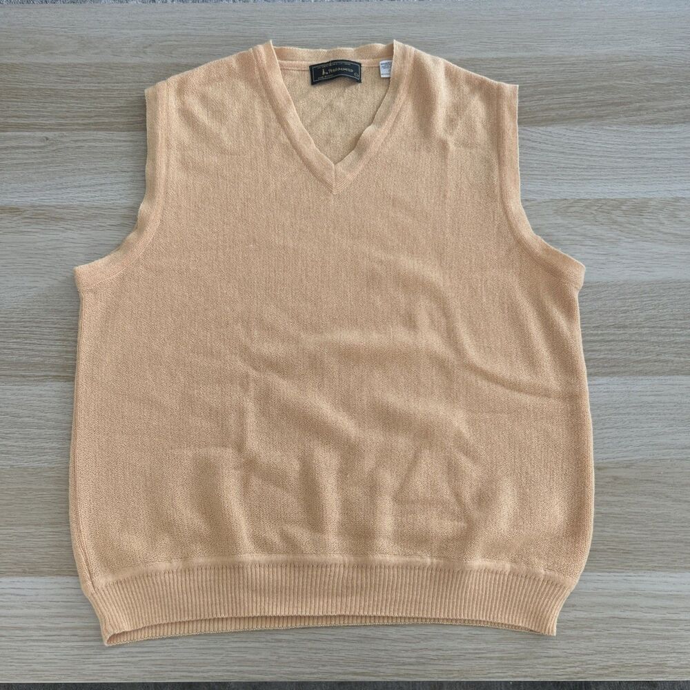Peru Unlimited Sweater Vest Mens Medium Baby Alpaca Wool V neck Orange